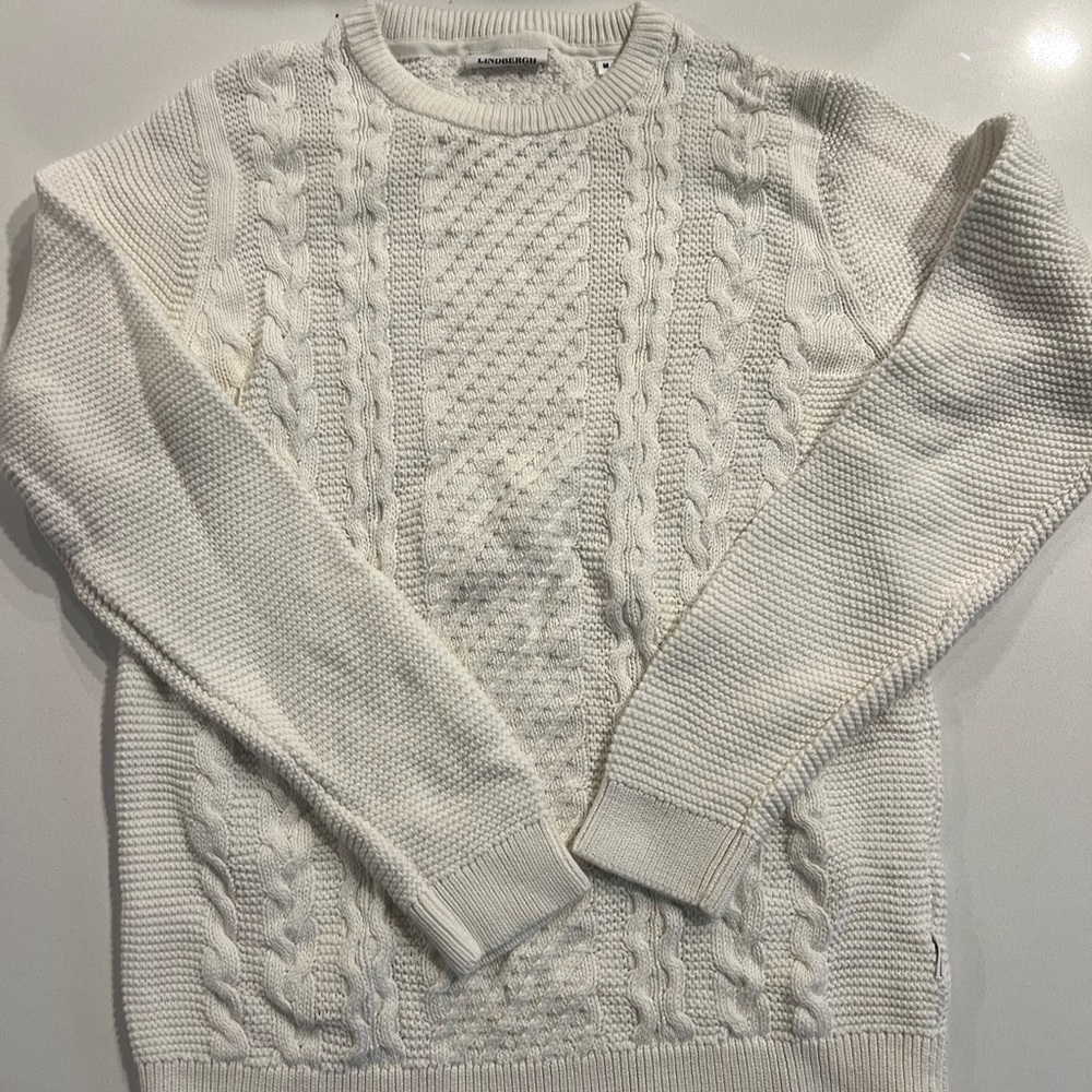 Men's Classic Cream Cable Knit Sweater